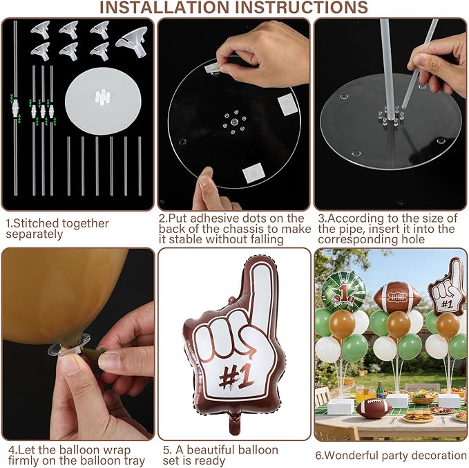 4 Sets Football Party Balloons Stand Kit with Football Shaped Count
