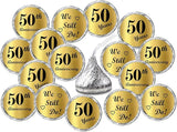 Gold Foil 50th Anniversary Kisses Stickers, (Set of 216) Chocolate