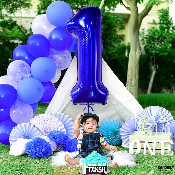 KatchOn, Blue 1 Number Balloon for First Birthday - Big,40 Inch |