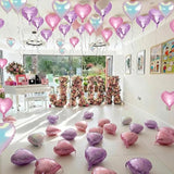 Pink Purple Iridescent Heart Balloons, 12 Pcs Light Pastel Pink