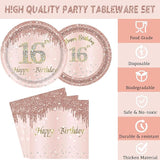 24 Sets 16th Rose Gold Birthday Party Decrations for Girls 16