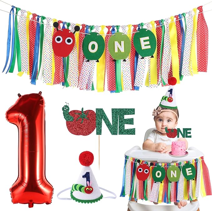 Hungry Caterpillar Highchair Banner for Baby First Birthday Party