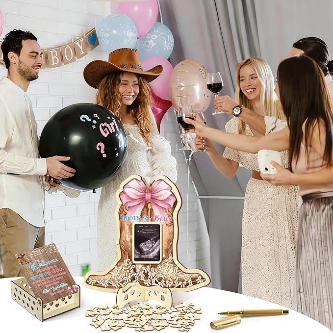 63 Boots or Bows Gender Reveal Baby Shower Guest Book Alternatives