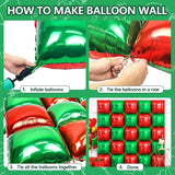 25PCS Christmas Balloons Red Green Square Foil Balloon Wall Backdrop