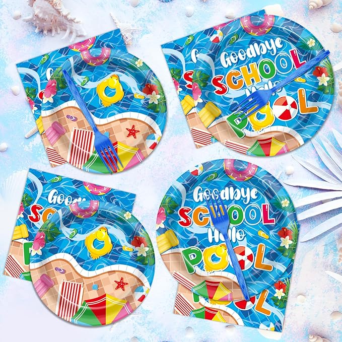 100 Pcs Pool Party Decoration for Goodbye School Hello Pool Paper
