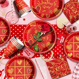 Valentine's Day Party Supplies Tableware Set Red Heart Love Paper