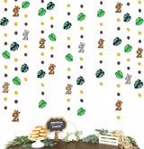Two Wild Birthday Party Decorations Brown Gold Circle Dot Palm Leaf