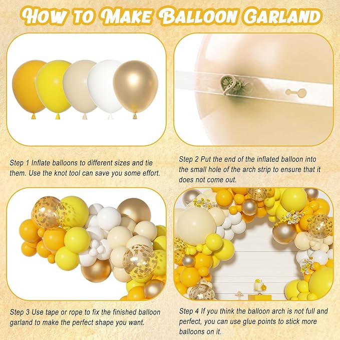 Ouddy Party Yellow Gold Balloons Arch Garland Kit, Different Sizes 18