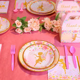 Meanplan 168 Pcs Fairy Party Supplies Fairy Plates and Napkins Fairies