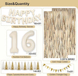 16th Birthday Decorations for Girls, White and Gold 16 Boho Birthday