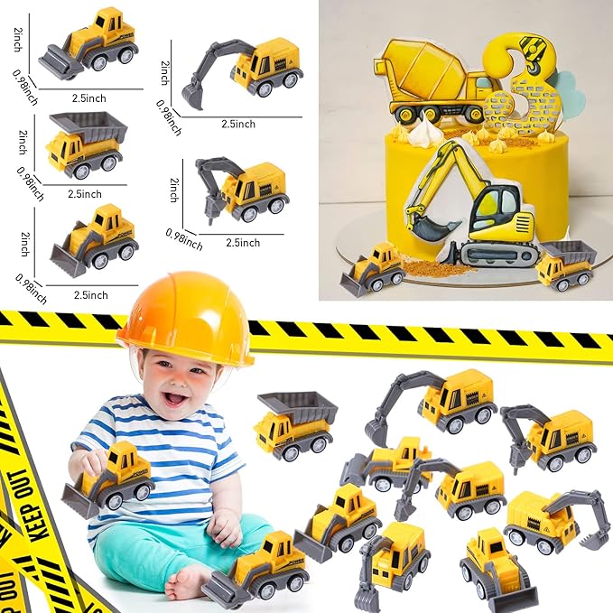 244 Pcs Construction Birthday Party Favors Set for 24 Guests Include