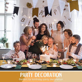 Breling 24 Packs Black and Gold Disposable Plastic Tablecloths and