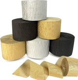 Crepe Paper Streamers 6 Rolls 492ft, Pack of 2 Gold, 2 Silver, 2