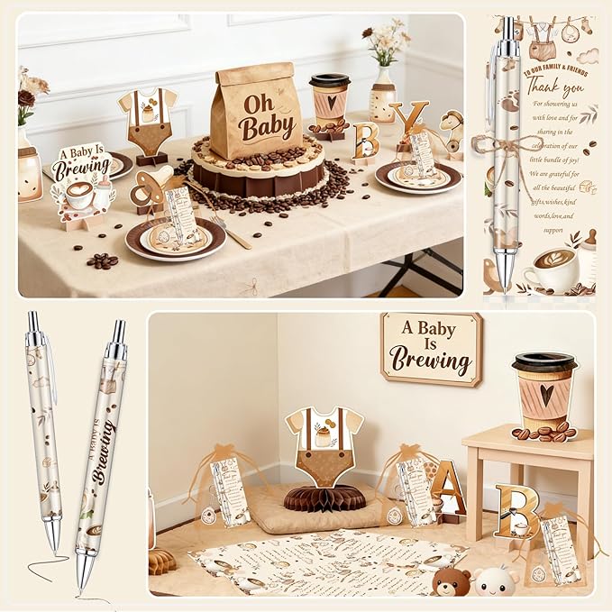 145 Pieces Coffee Baby Shower Favors for Guest A Baby is Brewing