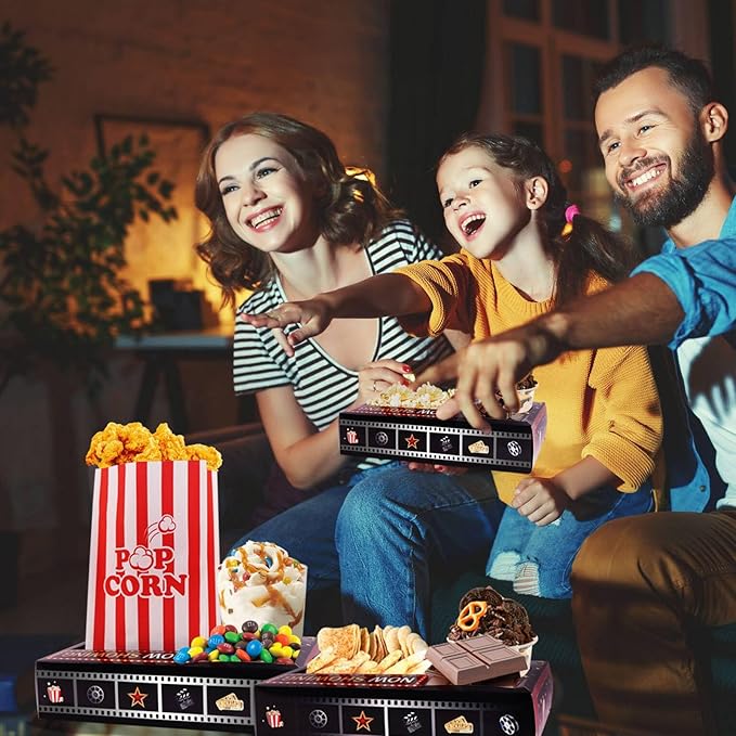 36 Pcs Movie Night Snack Trays with Popcorn Bags Disposable Paper