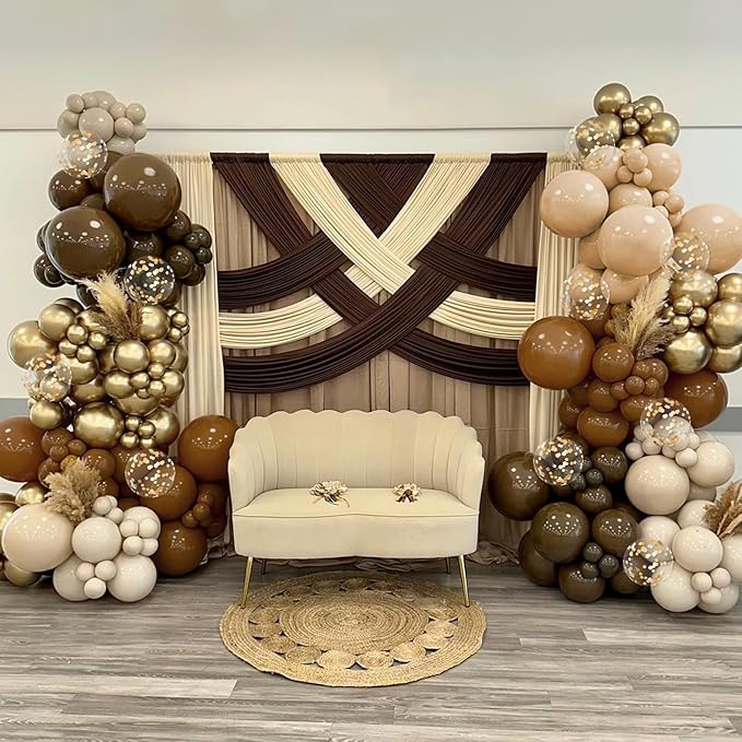 60pcs Brown and Gold Balloons for Neutral Bridal Shower, Birthday,