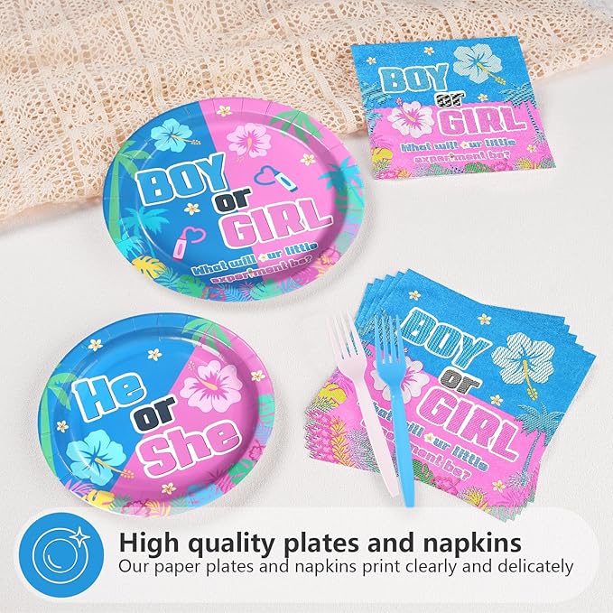 96Pcs Hawaiian Party Decorations Hawaii Tropical Cartoon Plates and