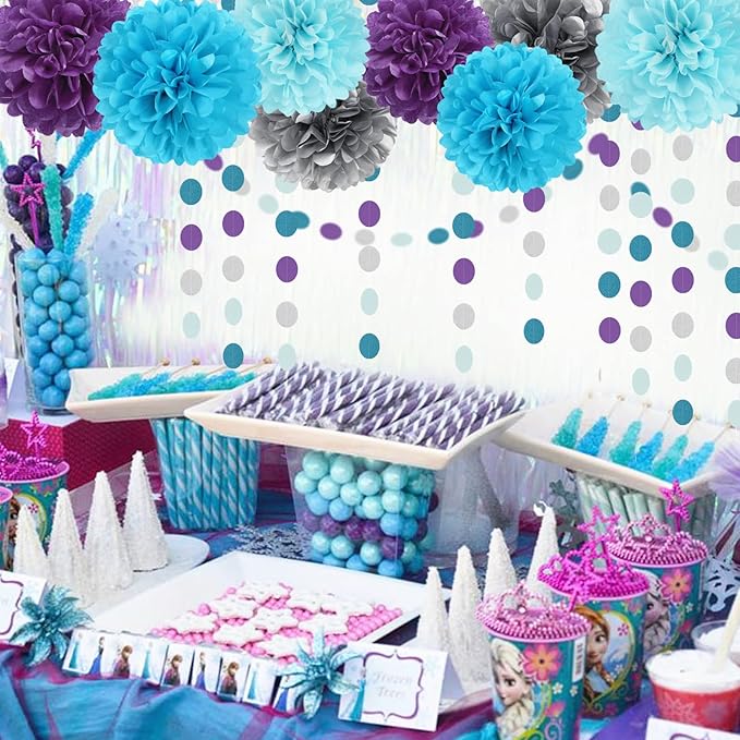 Purple-Blue Silver Frozen Christmas Party-Decorations - 30pcs Tissue