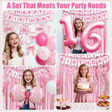 19th Pink Birthday Decorations for Girls, Pink Bow Coquette Birthday