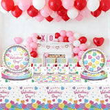 Valentine's Day Party Decorations Set Inclued with Plates Tablecloth