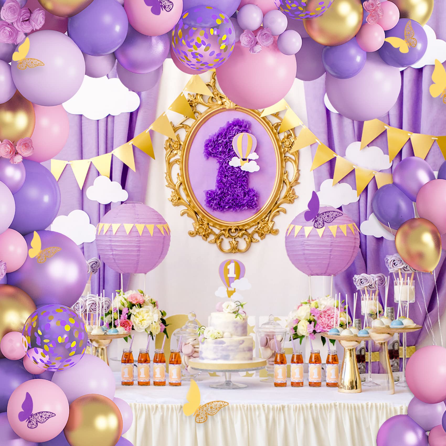 Purple Pink Butterfly Balloon Garland Arch Kit, Butterfly Baby Shower
