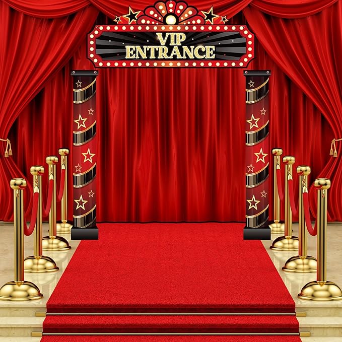 3 Pcs Movie Night Porch Sign Banner Movie Theme Party