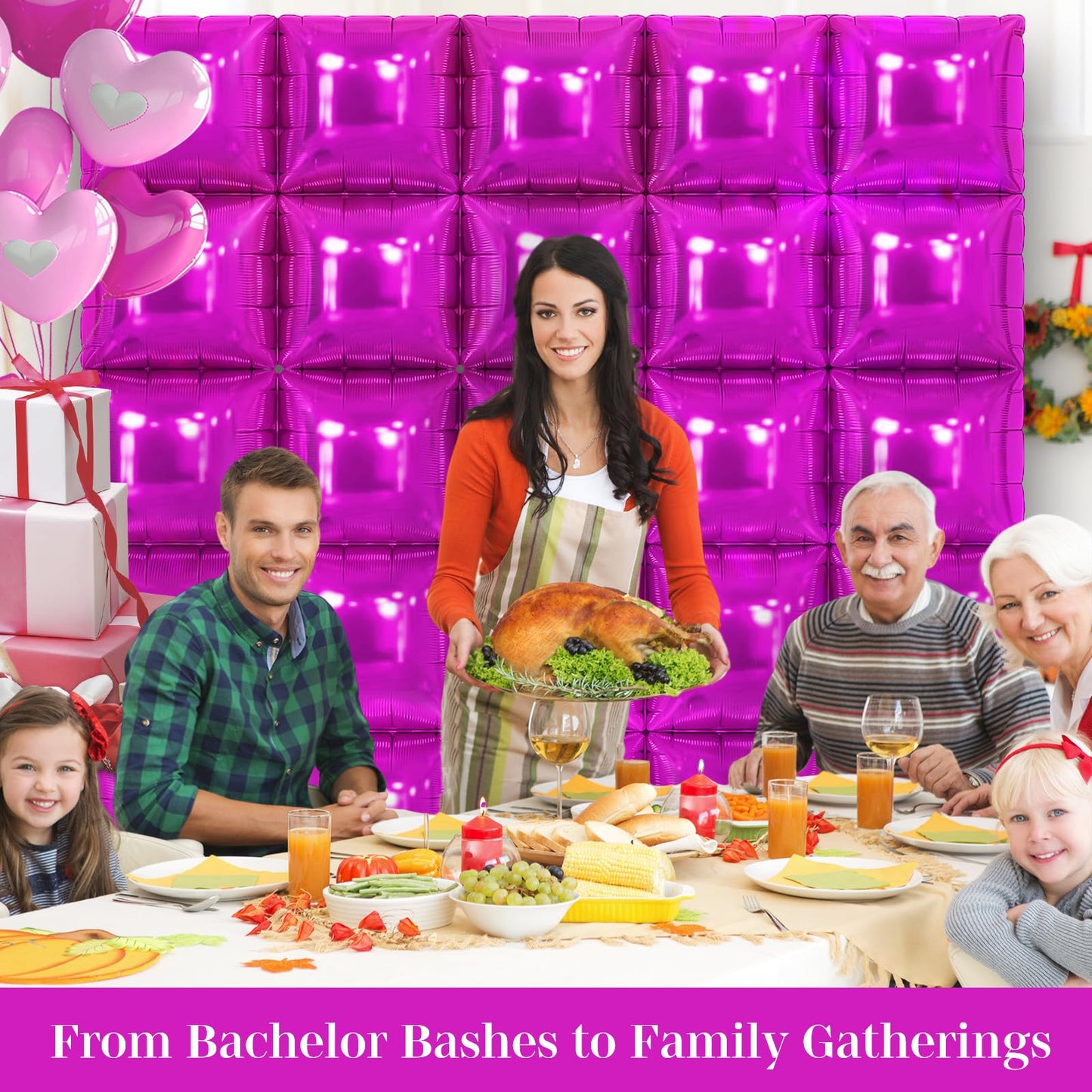 Hot Pink Square Foil Balloons 25 Pcs Metallic Hot Pink Balloons Wall