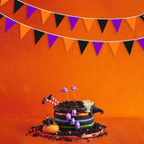 32Ft Orange Black Purple Halloween Pennant Banner Fabric Triangle