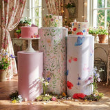 Set of 3 Wildflowers Bridal Shower Spandex Cylinder Stand Cover for