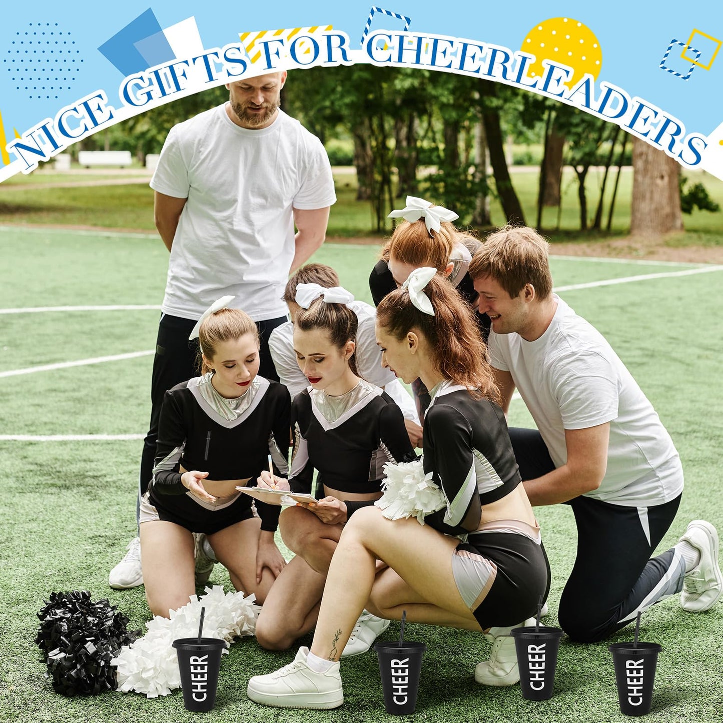 Domensi 20 Pcs Cheer Cup Gift Bulk for Team 16 oz Plastic Ballet Dance