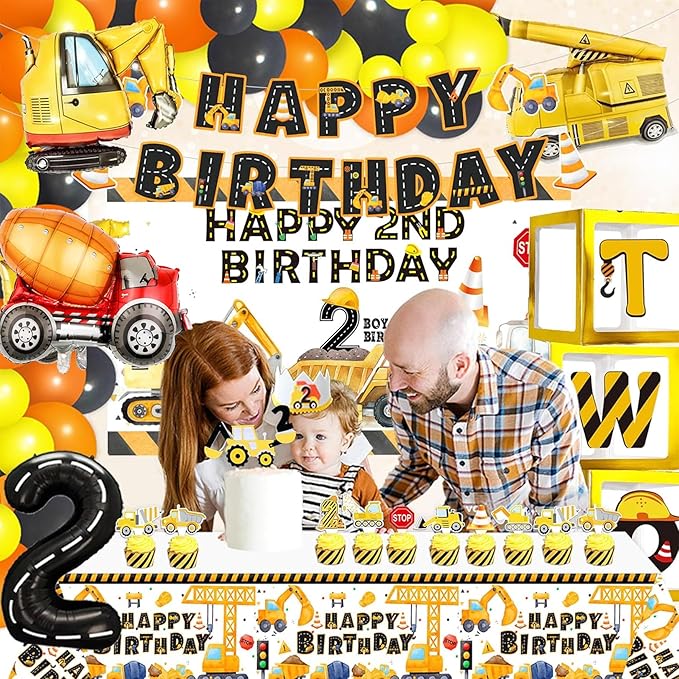 Construction 2nd Birthday Party Supplies Boy Dump Truck Digger Zone