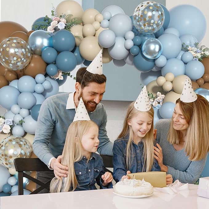 Ouddy Party Dusty Blue Brown Balloons Garland Arch Kit, Different