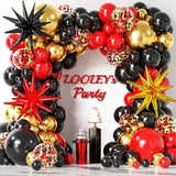 LOOLEY 137Pcs Red Black Gold Balloons Garland Arch Kit with Stars - 5