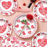 96Pcs Valentines Day Pales and Napkins Red Heart Love Valentine