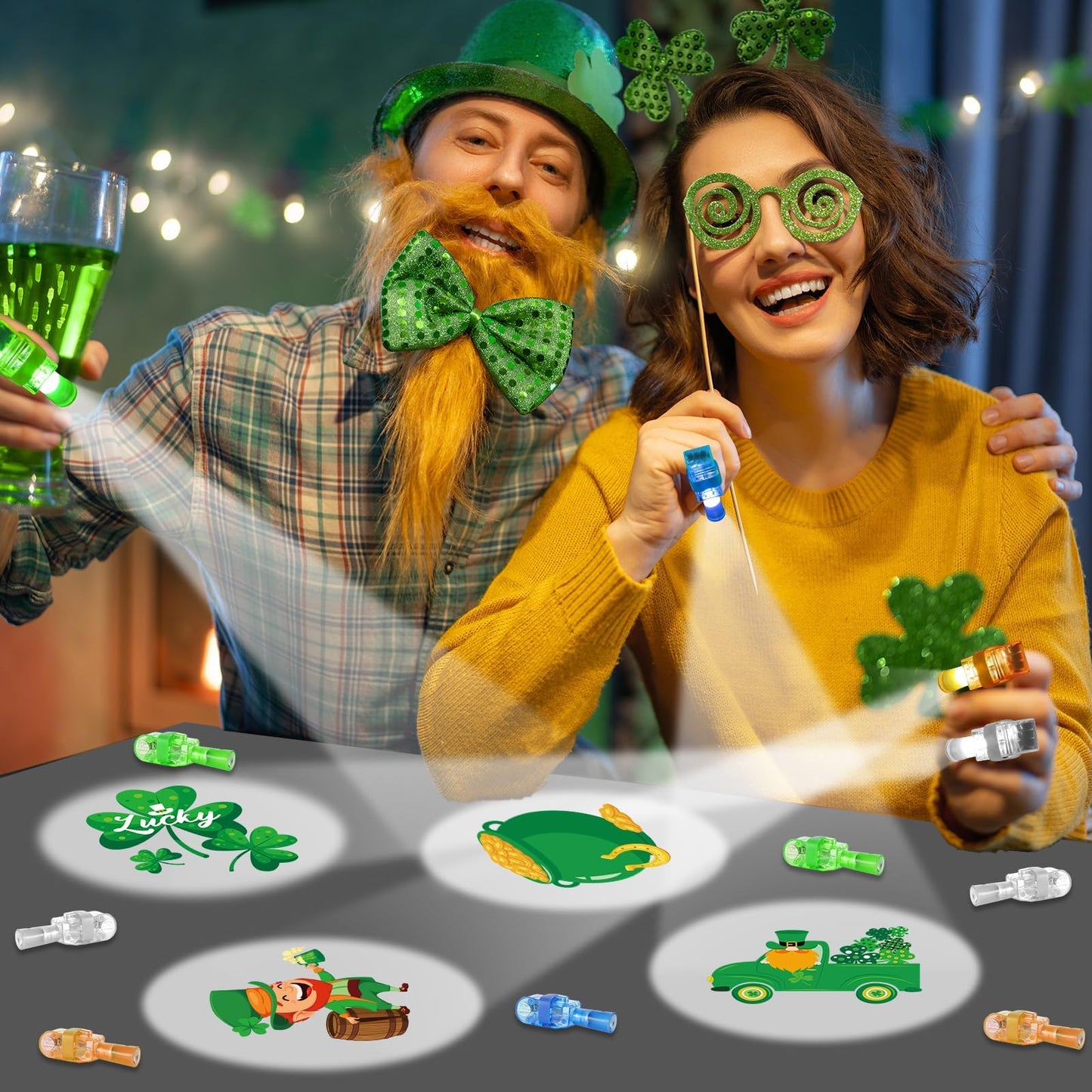 CHUNNIN 36 PCS St. Patrick's Party Favors Shamrock Light Up Finger