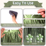 Voircoloria 3 Pack 3.3 x 8.2 ft Matte Green Foil Fringe Backdrop