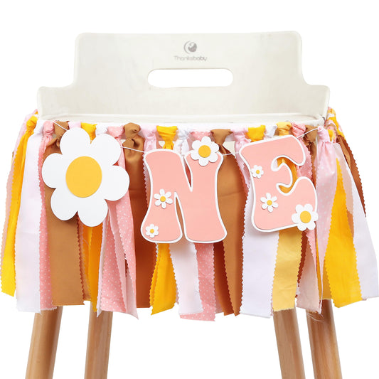 Groovy One First Birthday High Chair Banner - Baby Shower, Hippie