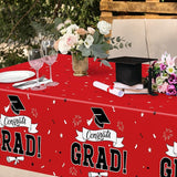 QZYL 2 PCS Graduation Tablecloth, 108" X 54" Red Graduation Table