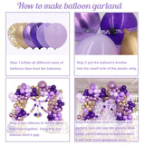 Purple Balloon Garland Arch Kit, 162pcs Dark Purple Lavender Light