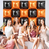 25PCS Halloween Black Orange Square Foil Balloons Wall Backdrop
