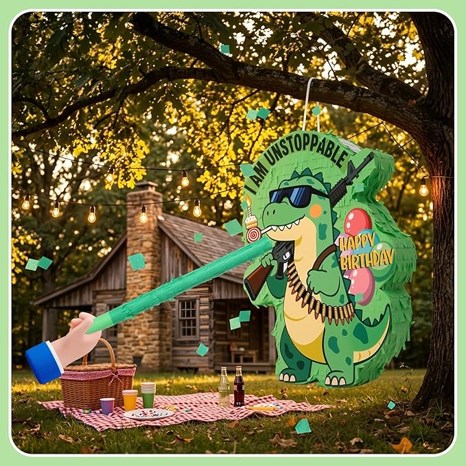 Dinosaur Piñata for Birthday Party Dino Piñata Set with Blindfold