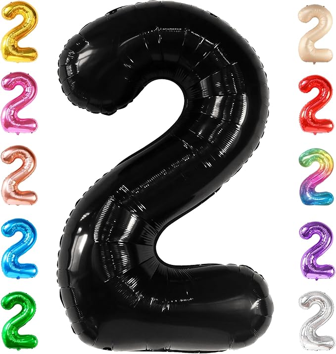 KatchOn Giant Black Number 2 Balloon - 40 Inch | Black 2 Balloon