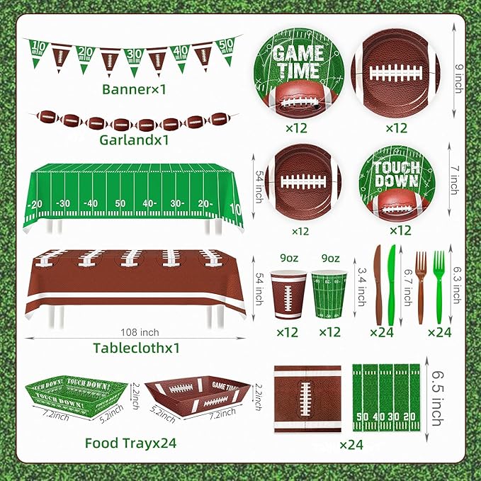 Football Party Decorations for 24 Guests Football Party Supplies Kit
