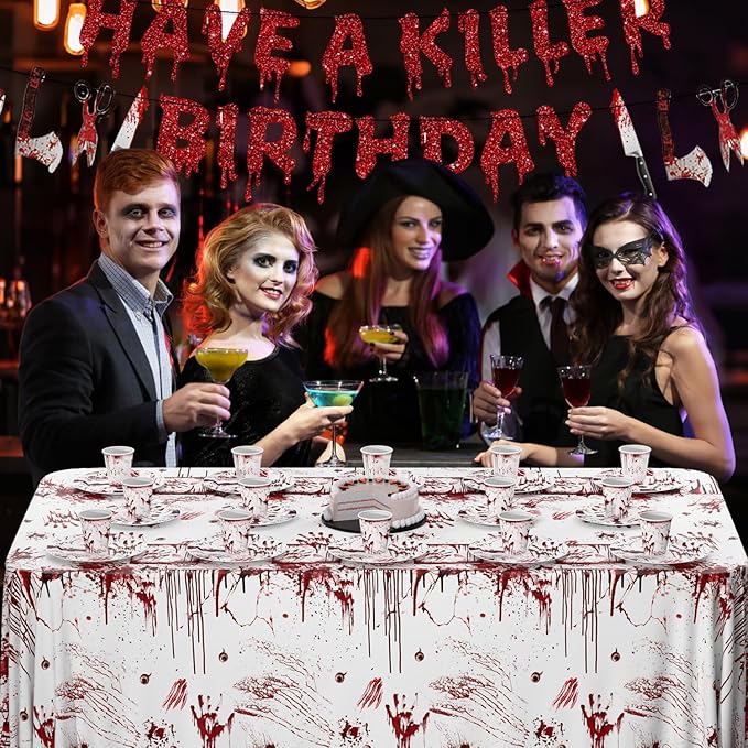 Killer Birthday Decoration 194PCS Halloween Scream Party Tableware