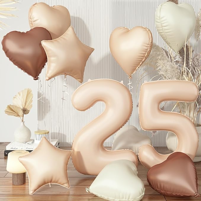 40 Inch Balloon 25, Nude Brown 25th Birthday Giant Balloon Decor,