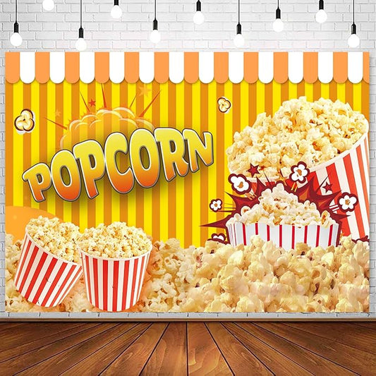 Popcorn Backdrop for Party Photography Movie Night Circus Carnival