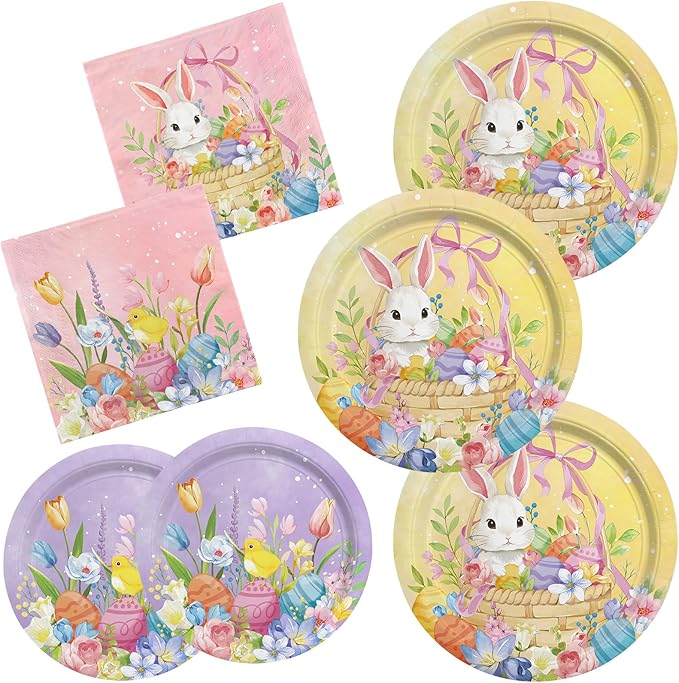 Happy Easter Supplies Kit for 16 Guests Easter Bunny Decorations