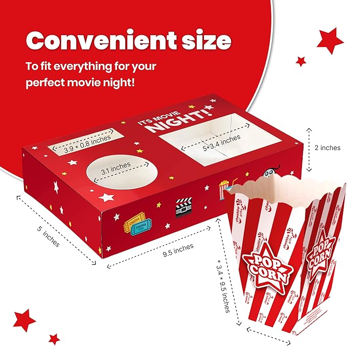 Cheshire Gifts Movie Night Supplies 18 Pcs - Popcorn Bags (12ct) &
