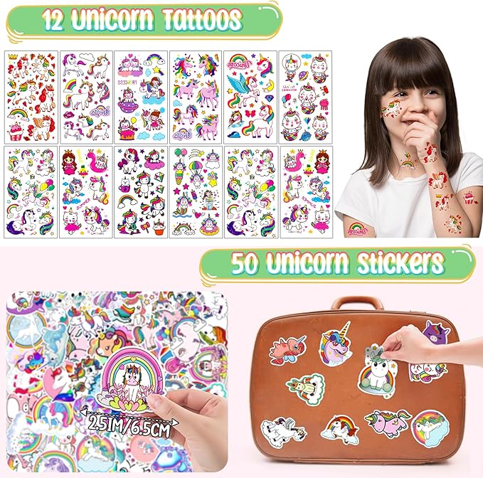 146Pcs Unicorn Party Favors Birthday Supplies Girls Headband Bag