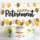 Happy Retirement Decorations Gold Large Balloon Banner Backdrop Sign